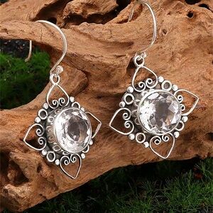 Silver Filigree Gemstone Earrings